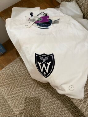 Ralph Lauren White Tee with Navy Crest Graphic. Wimbledon tee. New.